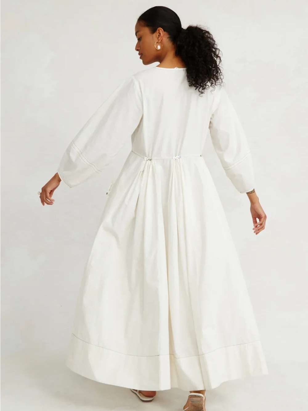 Chan Luu Ivory V-Neck Long Sleeve Maxi Dress - Picture 2 of 14